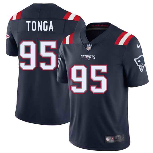 Men's New England Patriots #95 Khyiris Tonga Navy 2025 Vapor Limited Stitched Football Jersey